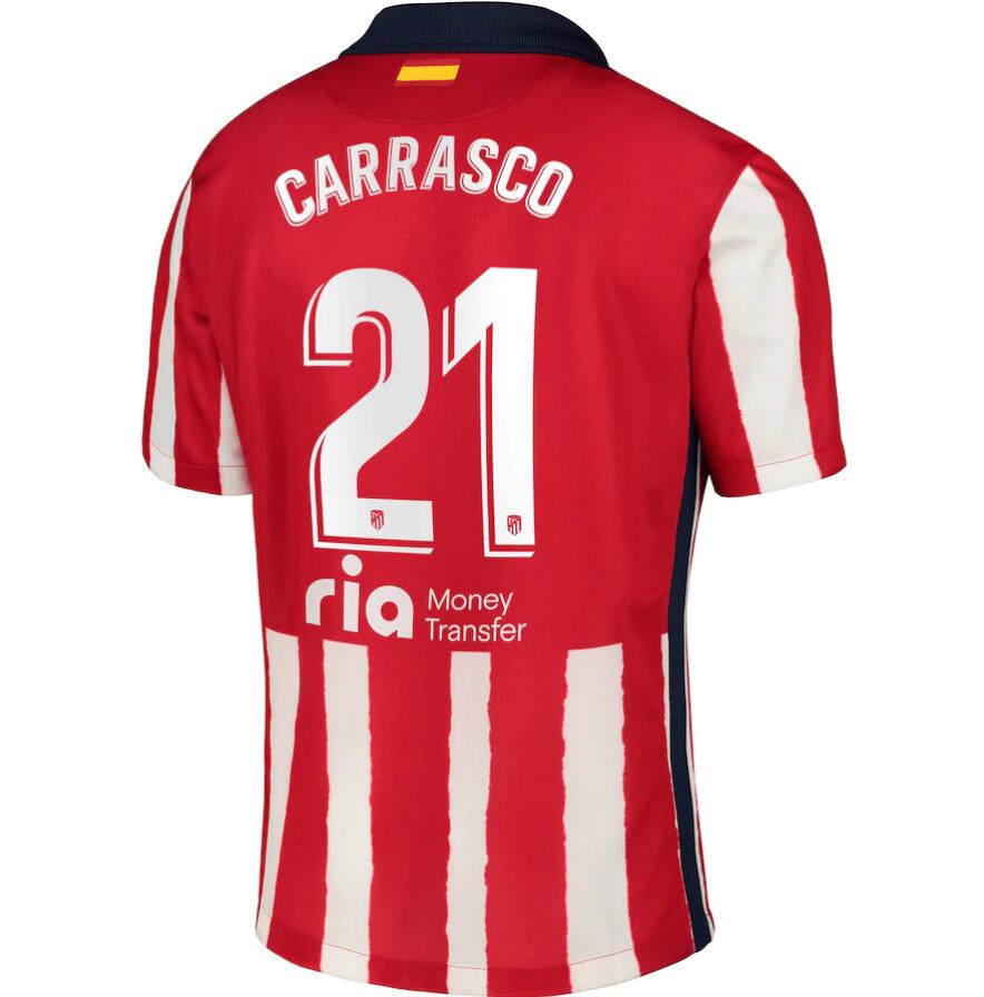 Atlético de Madrid Home Kit Soccer Jersey with Carrasco 21 printing 2020/21